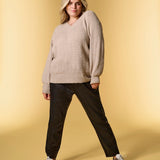 Strikbluse med glimmer "Carlucilla" - Sand