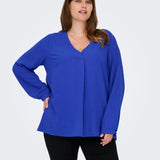 Blank bluse med læg "Carmetta" - Koboltblå