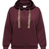 Hættetrøje med leopardbånd "Caralina" - Wine