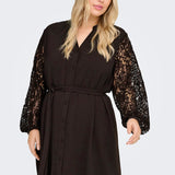 Kjole med blondærmer "Carmakoma" - Brun