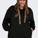 Hættetrøje med leopardbånd "Caralina" - Sort