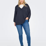 Blank bluse med læg "Carmetta" - Nigth Sky