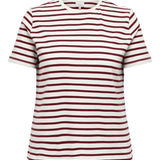 Stribet bomulds T-shirt - Wine