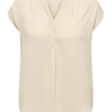 Bluse med kinakrave - Sandshell