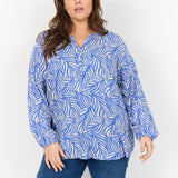 Bluse med abstrakt mønster "Wa-Vanda" - Blå