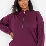 Lun og lækker "Sabina" sweatshirt m/lynlås - Wine
