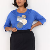 Fantastisk "Sibille" T-shirt med 3/4 ærme - Blå
