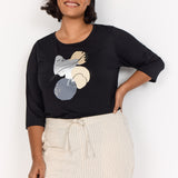 Fantastisk "Sibille" T-shirt med 3/4 ærme - Sort