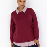 Bluse med fastsyet skjorte "Wa-Sabrina" - Wine