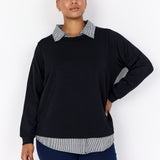 Bluse med fastsyet skjorte "Wa-Sabrina" - Sort