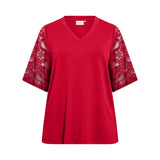 T-shirt med blonde ærmer "WA-Sabina" - Rød