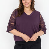 T-shirt med blonde ærmer "WA-Sabina" - Lilla