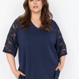 T-shirt med blonde ærmer "WA-Sabina" - Navy