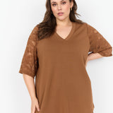 T-shirt med blonde ærmer "WA-Sabina" - Brun