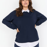 Bluse med fastsyet skjorte "Wa-Sabrina" - Navy