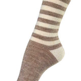 Stribet Alpaka strømpe - Sand