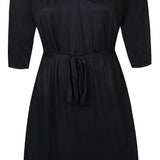 Skøn kjole med bælte fra Zhenzi - Sort