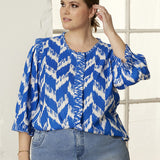 Smukkest viskose skjorte fra Zhenzi - Blå/Hvid