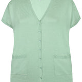 Lækker strik cardigan m/korte ærmer - Lys Grøn