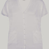 Lækker strik cardigan m/korte ærmer - Hvid