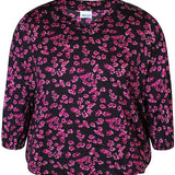 Skøn viskose bluse - Sort/Plum