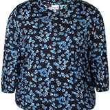 Skøn viskose bluse - Sort/Teal