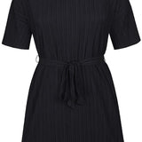 Skøn kjole med bælte - Sort