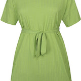 Skøn kjole med bælte - Limegrøn