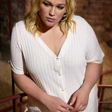 Strik cardigan "Linett" - Råhvid